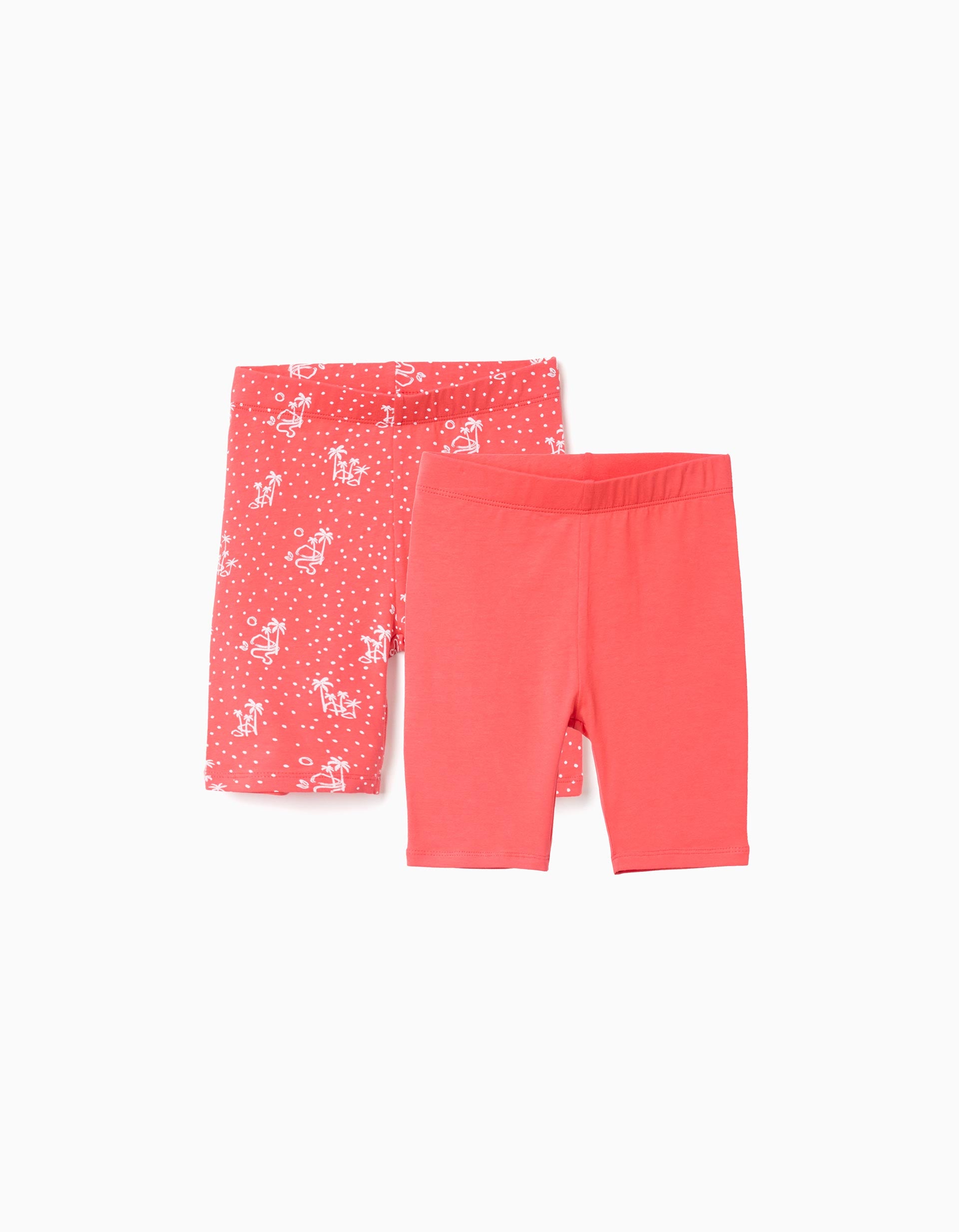 Pack de 2 mallas cortas lisas/estampadas para niña, rojo