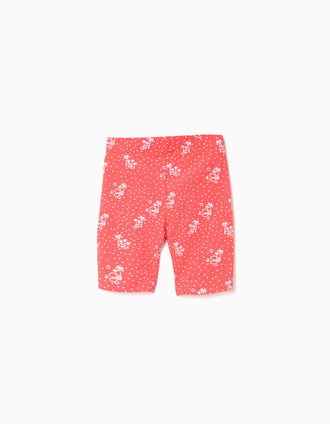 Pack of 2 plain and printed short leggings for girls, red