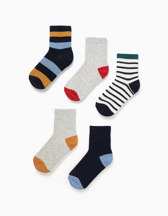 Pack de 5 chaussettes avec détails contrastants pour garçon, multicolore