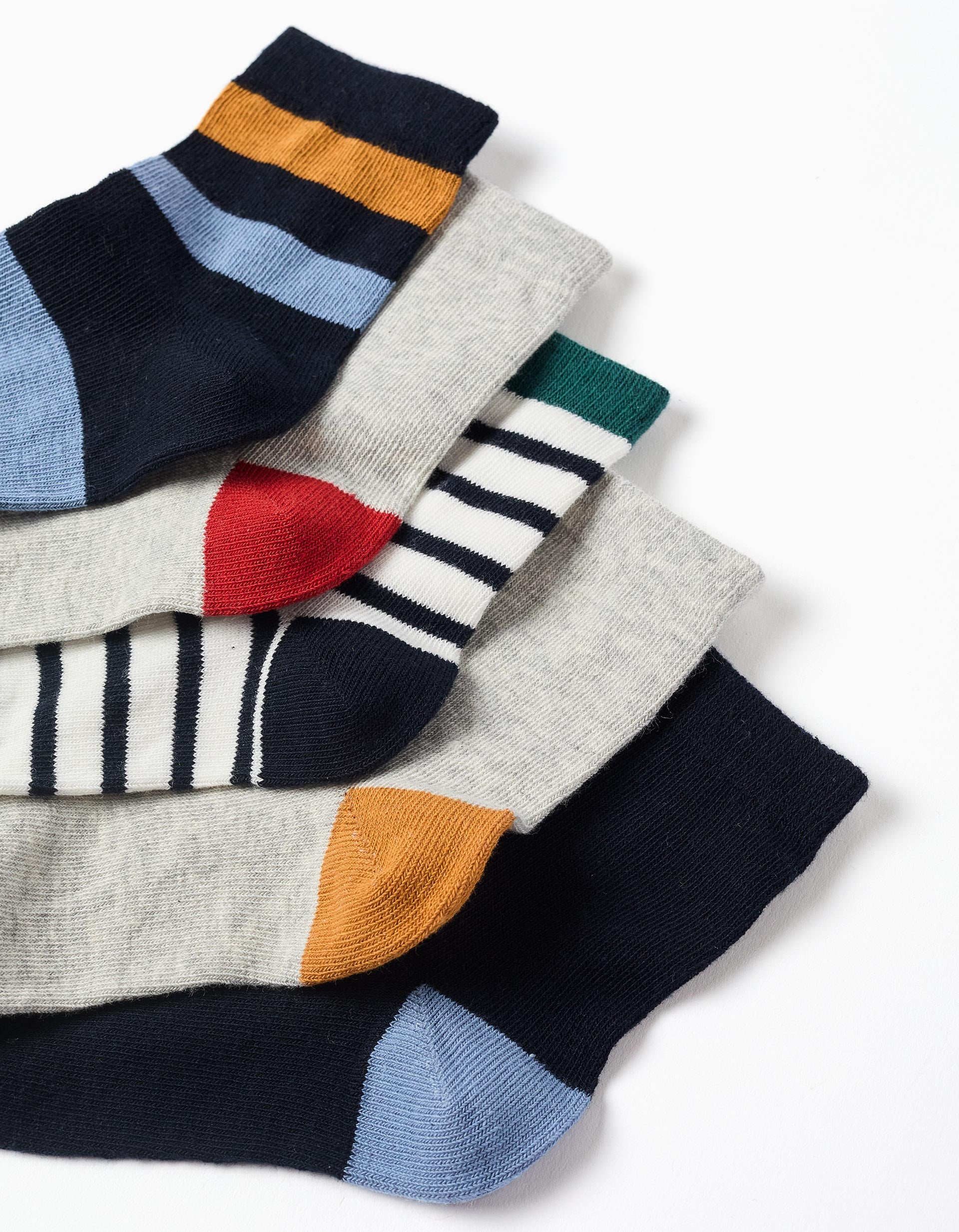 Pack de 5 calcetines con detalles contrastantes para niño, multicolor