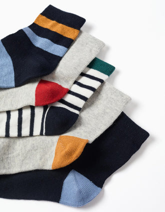 Pack de 5 chaussettes avec détails contrastants pour garçon, multicolore