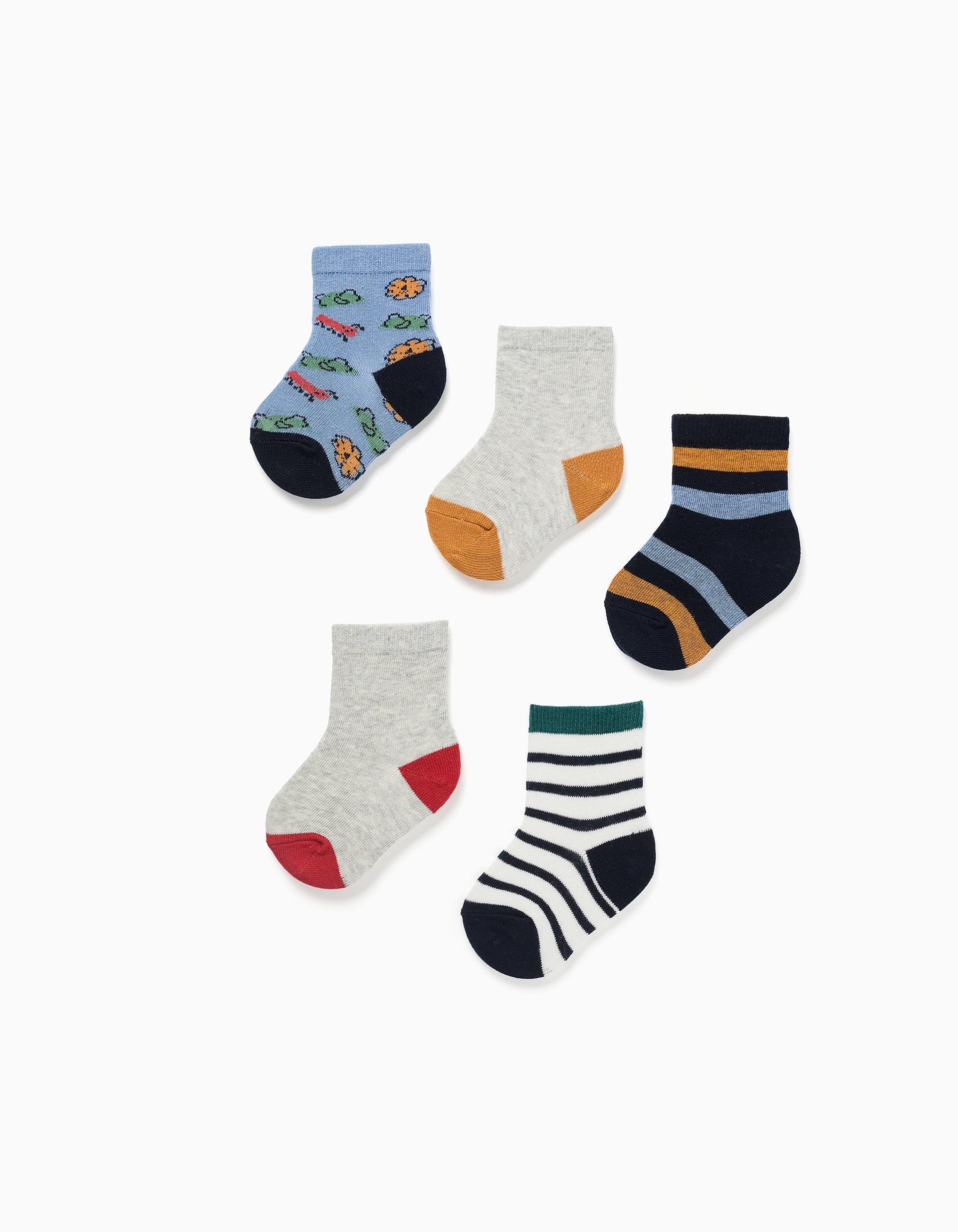 Pack de 5 chaussettes avec détails contrastés pour bébé garçon, multicolore