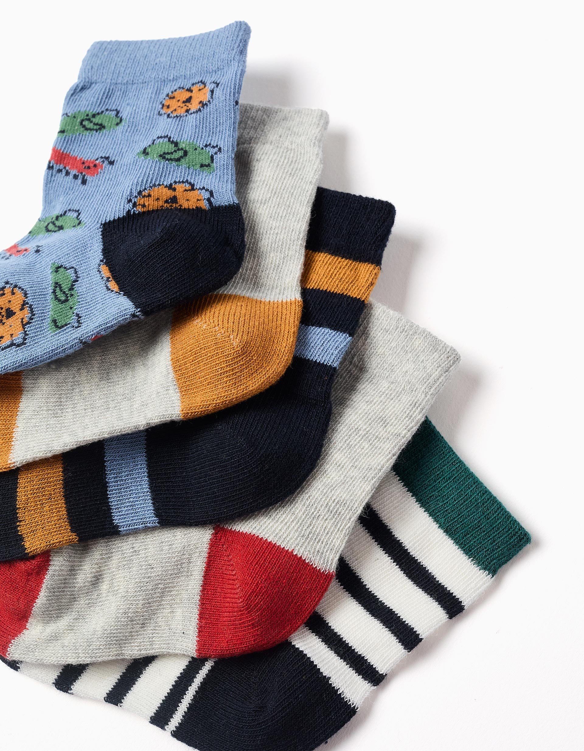 Pack de 5 chaussettes avec détails contrastés pour bébé garçon, multicolore
