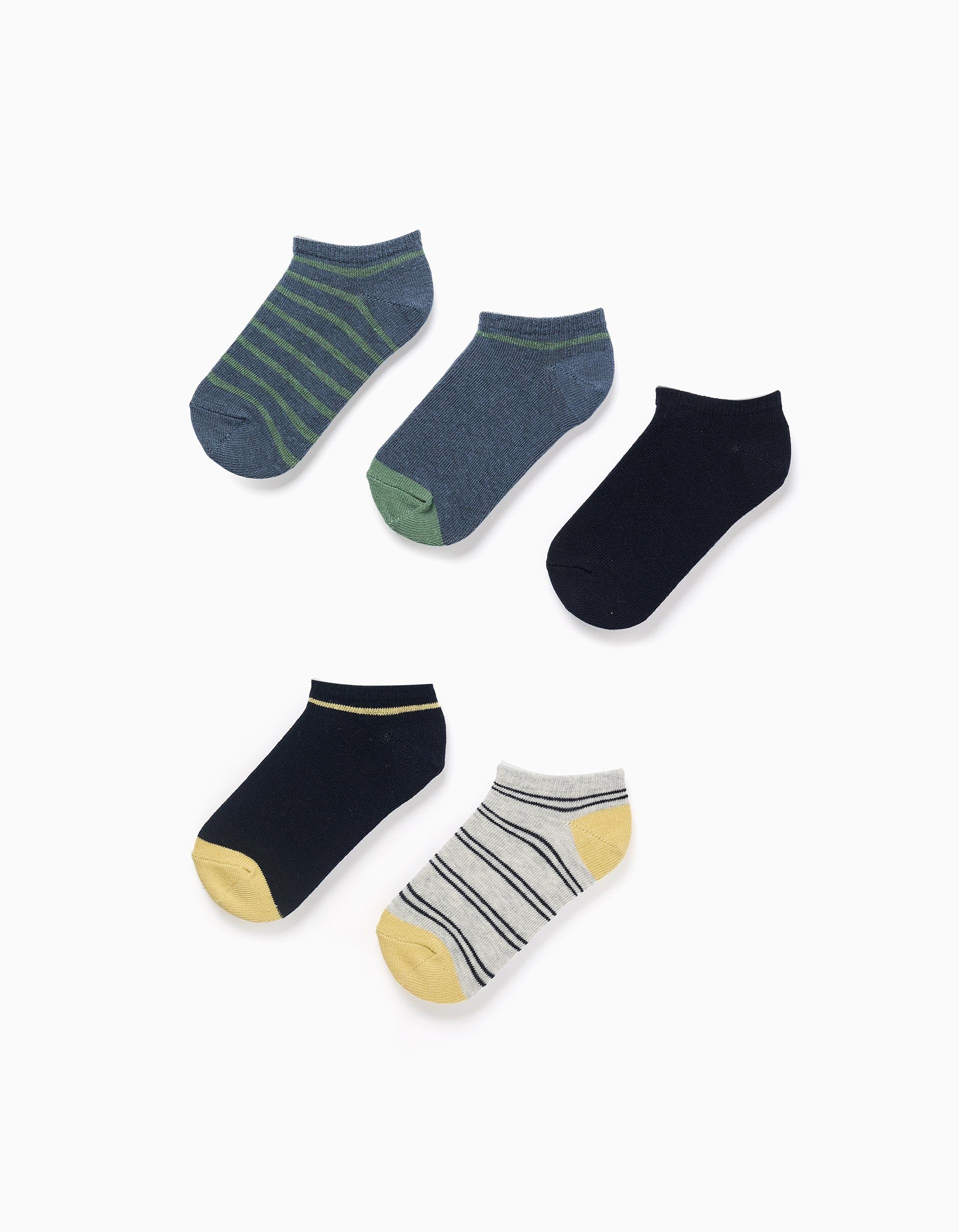 Pack de 5 calcetines cortos con detalles contrastantes para niño, multicolor