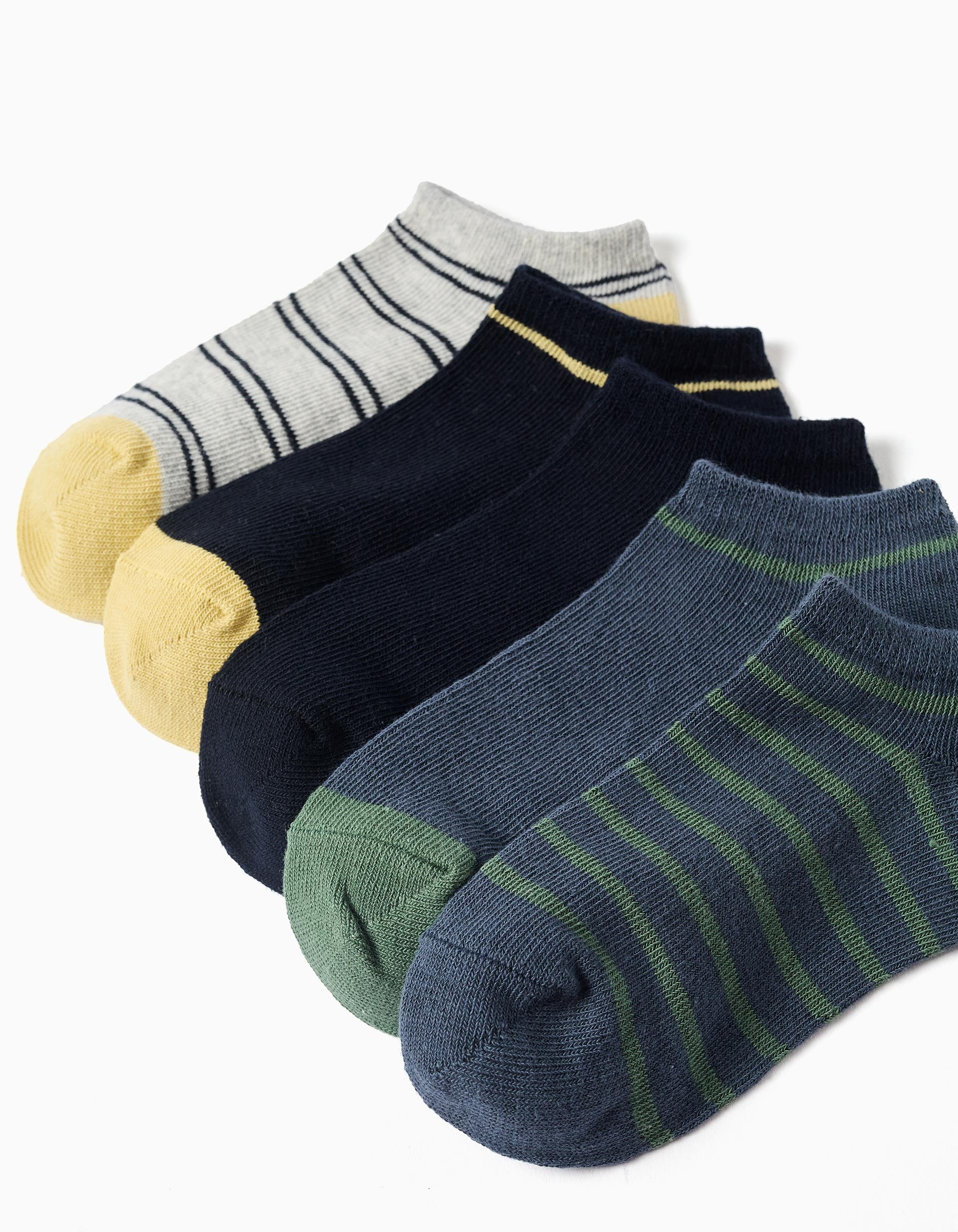Pack de 5 calcetines cortos con detalles contrastantes para niño, multicolor
