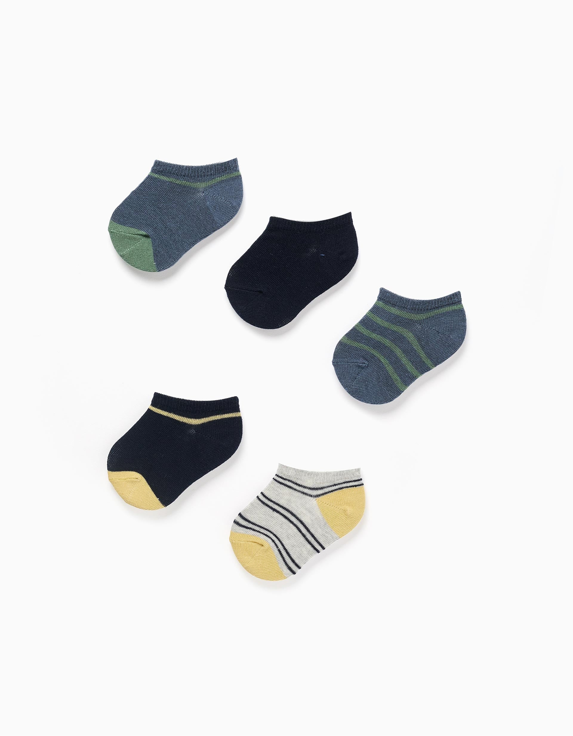 Pack de 5 socquettes avec détails contrastants pour bébé garçon, multicolore