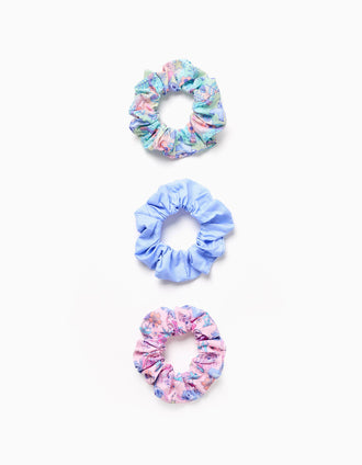 Pack of 3 Scrunchies for Girls 'Stitch', Blue/Pink/Green