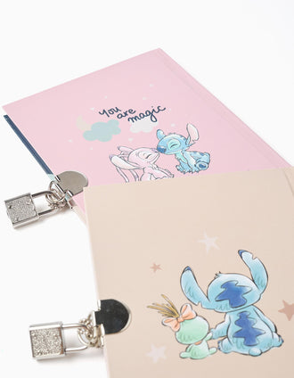 Journal Stitch avec Cadenas et Clés pour Fille, Rose/Beige Assorti