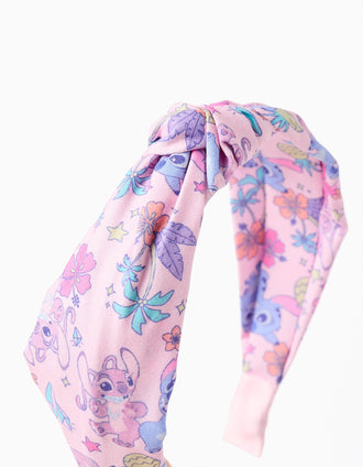 Stitch Headband with Knot on Top for Babies and Girls, Pink