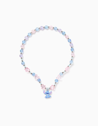 Collier avec Perles/Pendentif 'Stitch' pour Fille, Bleu/Rose