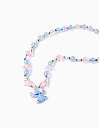 Collier avec Perles/Pendentif 'Stitch' pour Fille, Bleu/Rose