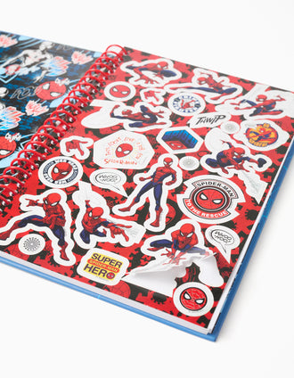 A5 Lined Notebook with Spider-Man Stickers for Boys, Blue