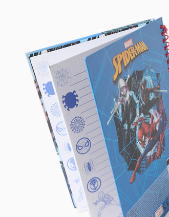 A5 Lined Notebook with Spider-Man Stickers for Boys, Blue