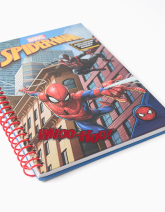 A5 Lined Notebook with Spider-Man Stickers for Boys, Blue