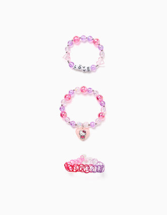 Set of 2 Bracelets with Beads/Pendant for Girls 'Hello Kitty', Pink