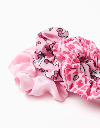 Conjunto de 3 Elásticos Scrunchie para Menina 'Hello Kitty', Rosa