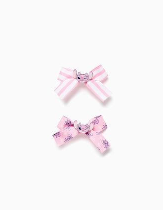 Pack de 2 Horquillas con Lazo 'Angel & Stitch' para Niña, Rosa