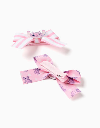 Pack de 2 Horquillas con Lazo 'Angel & Stitch' para Niña, Rosa