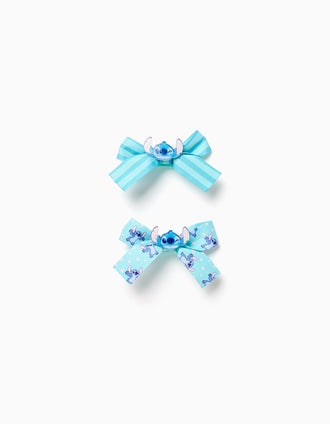 Pack de 2 Horquillas con Lazo 'Angel & Stitch' para Niña, Azul