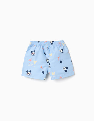 Short de bain à motif Mickey et cordon pour bébé garçon, bleu clair