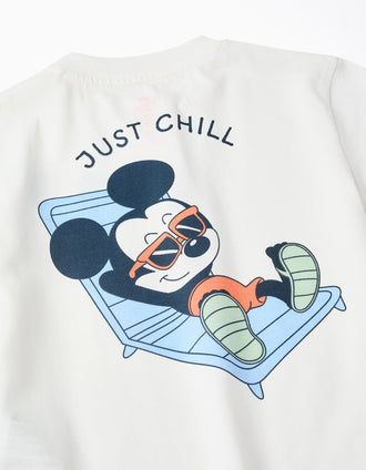 Cotton T-shirt with Mickey prints for baby boys, white