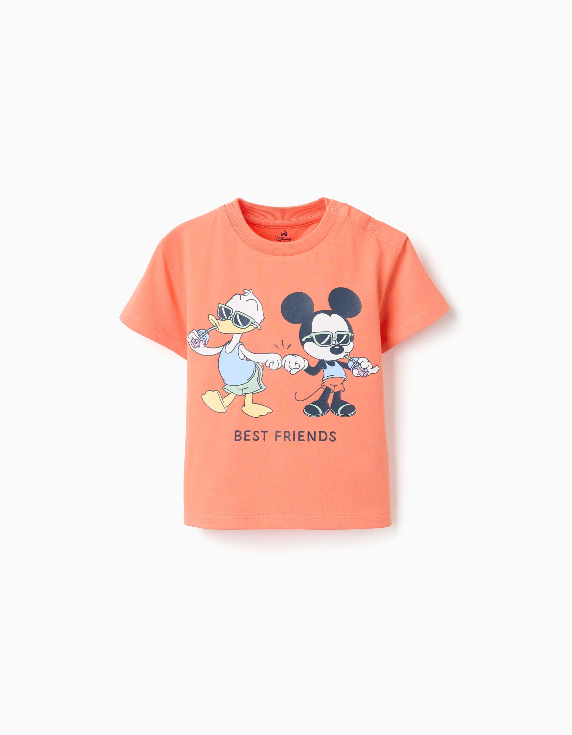T-shirt en coton à imprimé Mickey & Donald pour bébé garçon, orange