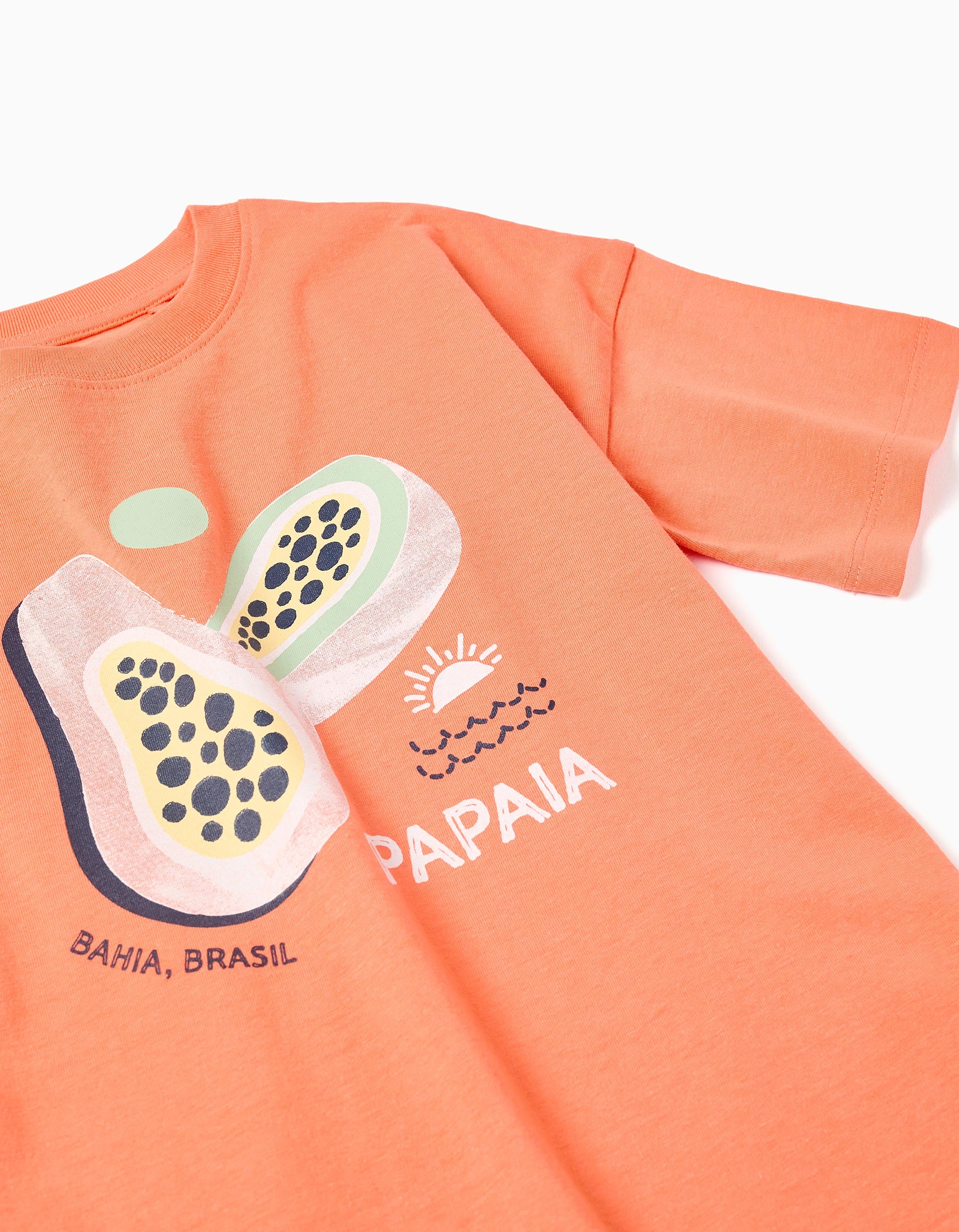T-shirt et short en coton avec imprimé pour garçon, orange/bleu foncé