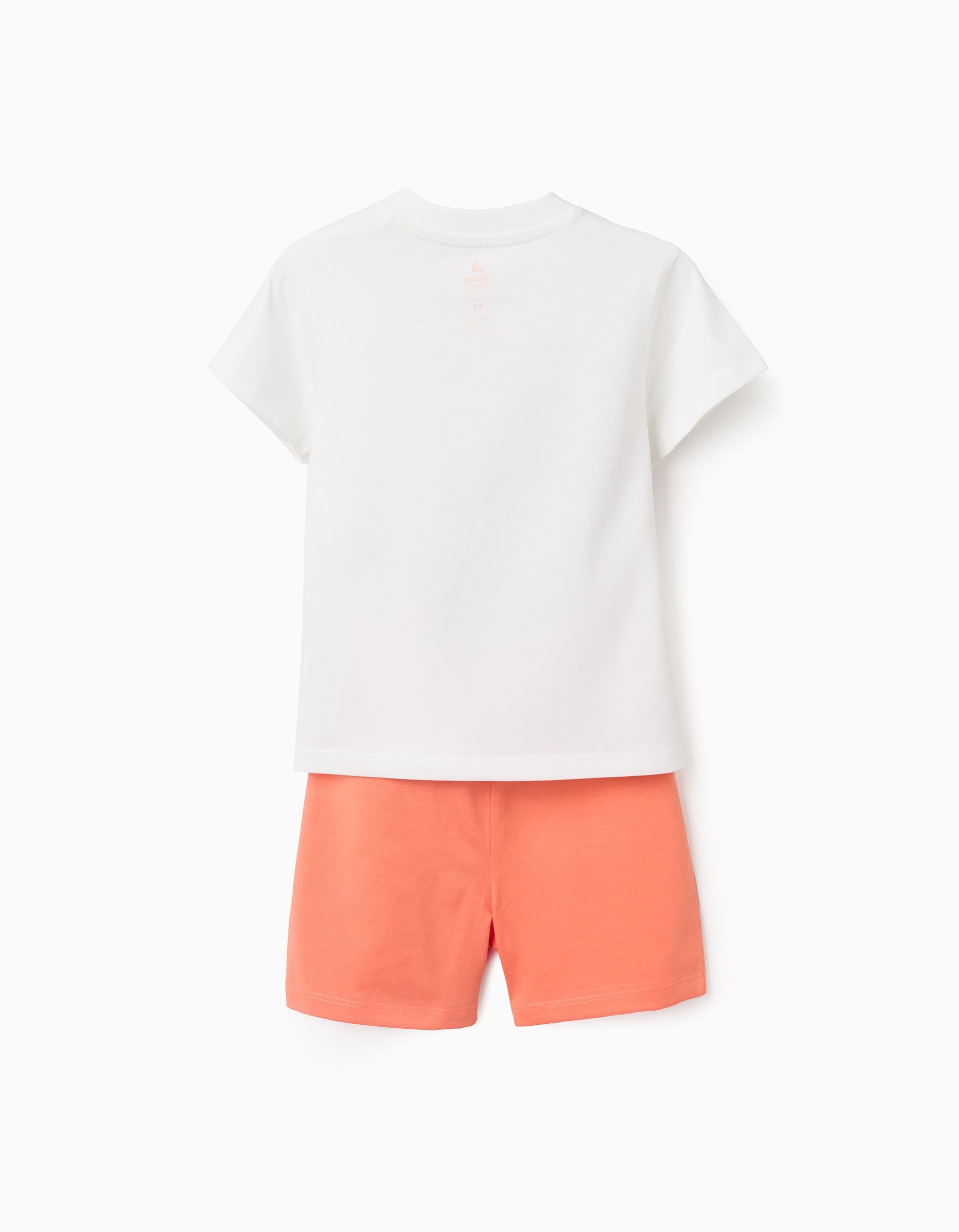 T-shirt et short avec imprimé Mickey pour bébé garçon, blanc/orange