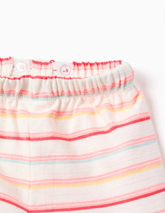 Striped cotton shorts with elastic waist for baby girls, multicolour