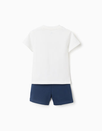 T-shirt et short avec imprimé Mickey pour bébé garçon, blanc/bleu