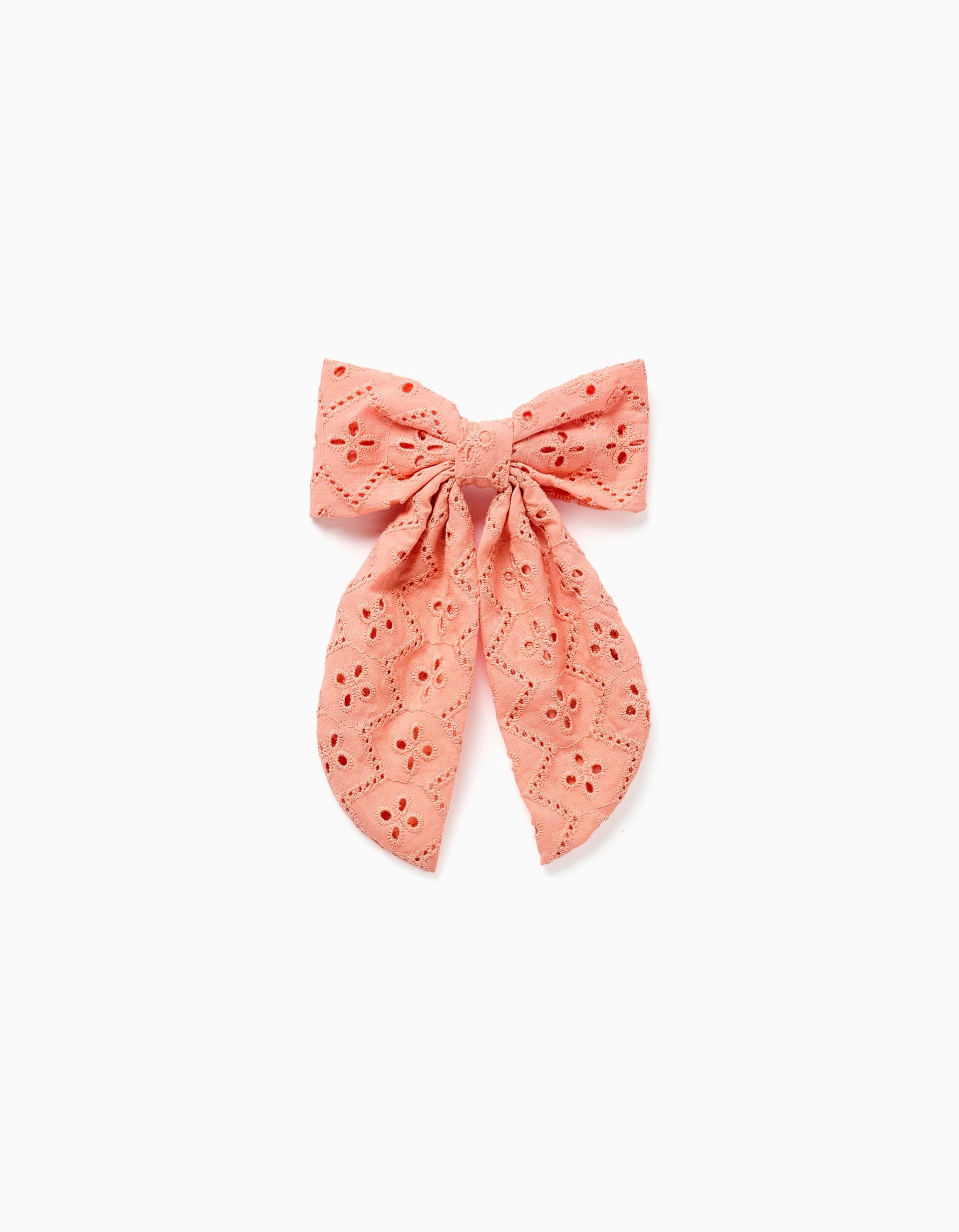 Barrette à nœud en broderie anglaise pour bébé et fille, orange