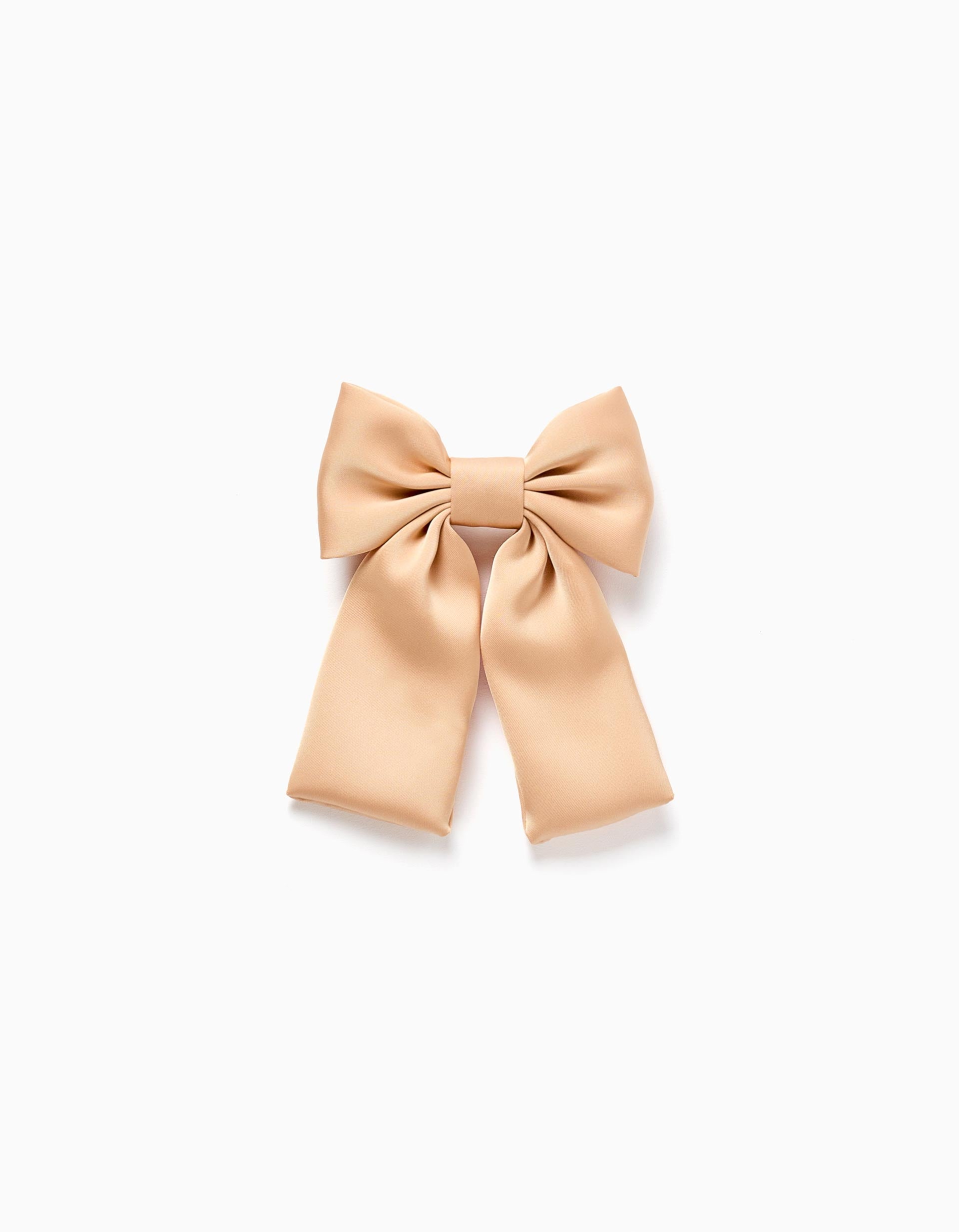 Hair slide with satin bow for babies and girls, golden