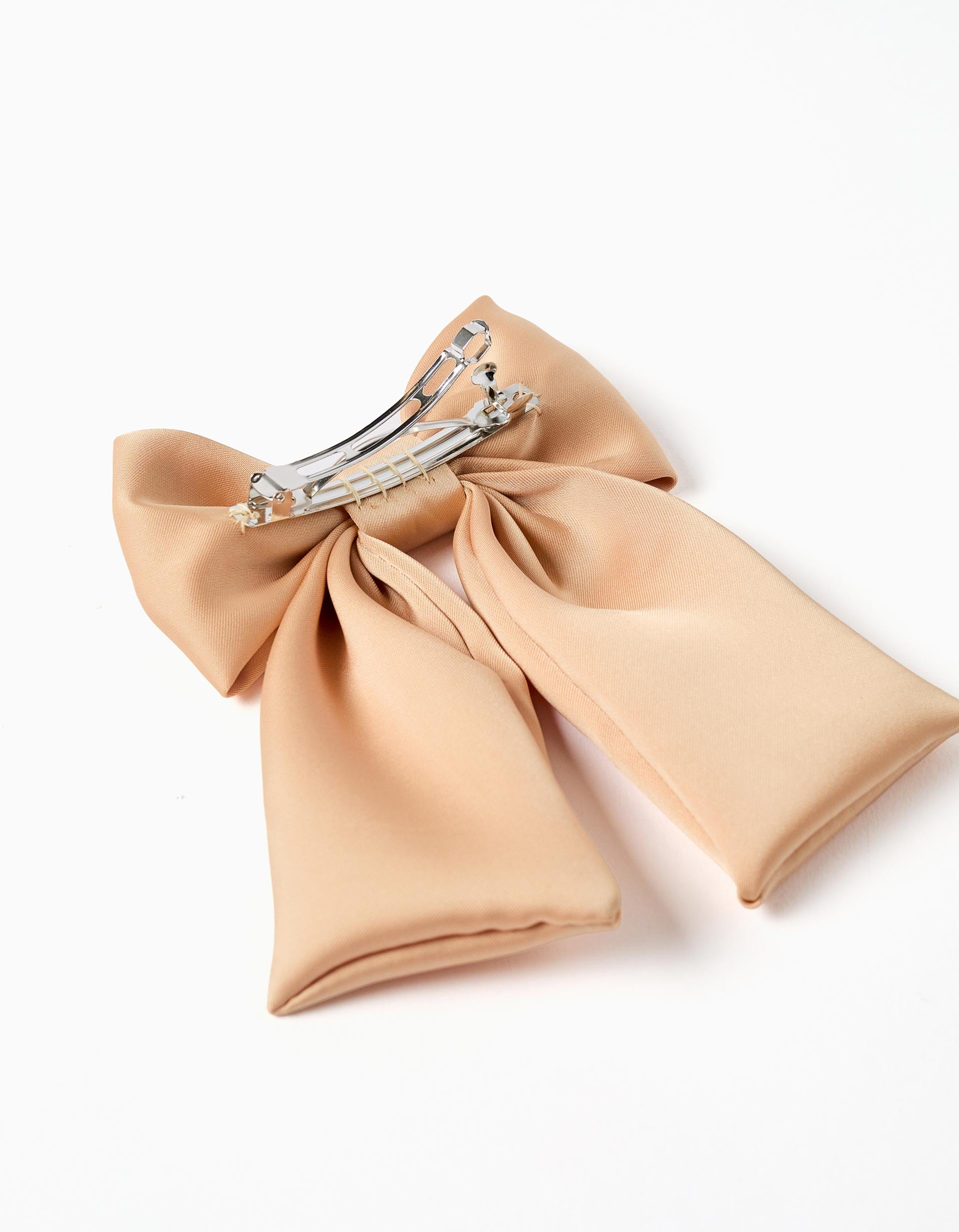 Hair slide with satin bow for babies and girls, golden
