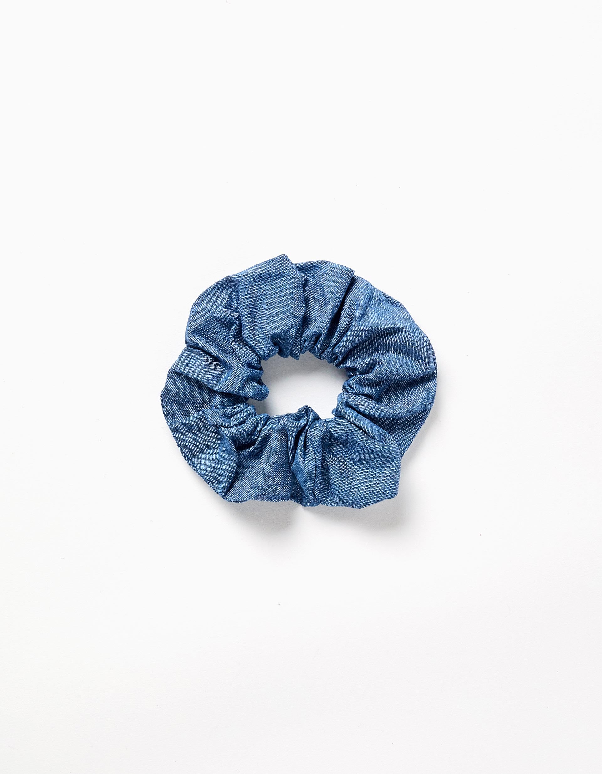 Denim scrunchie for babies and girls, blue