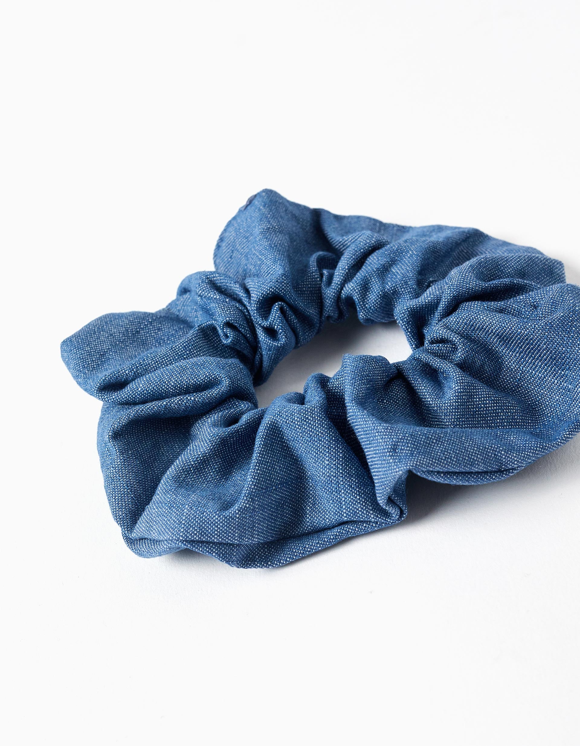 Denim scrunchie for babies and girls, blue