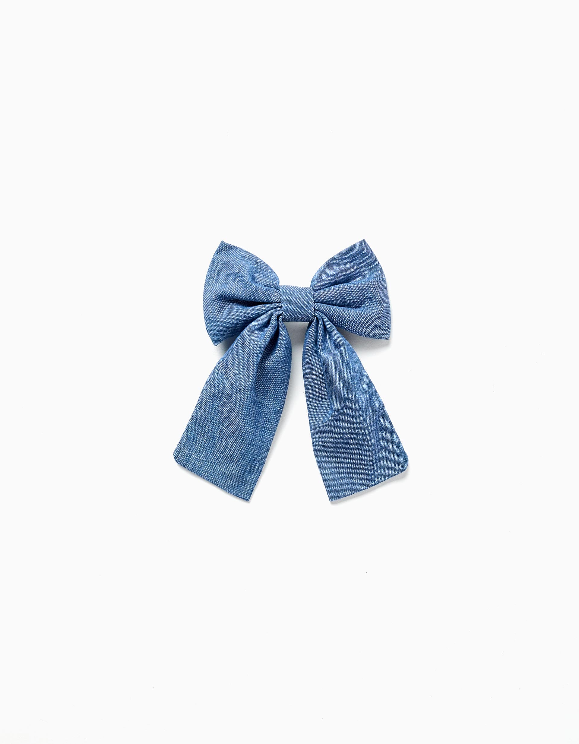Travessão de cabelo com laço de ganga para menina, azul
