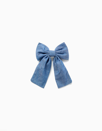 Barrette à cheveux avec nœud en jean pour fille, bleu