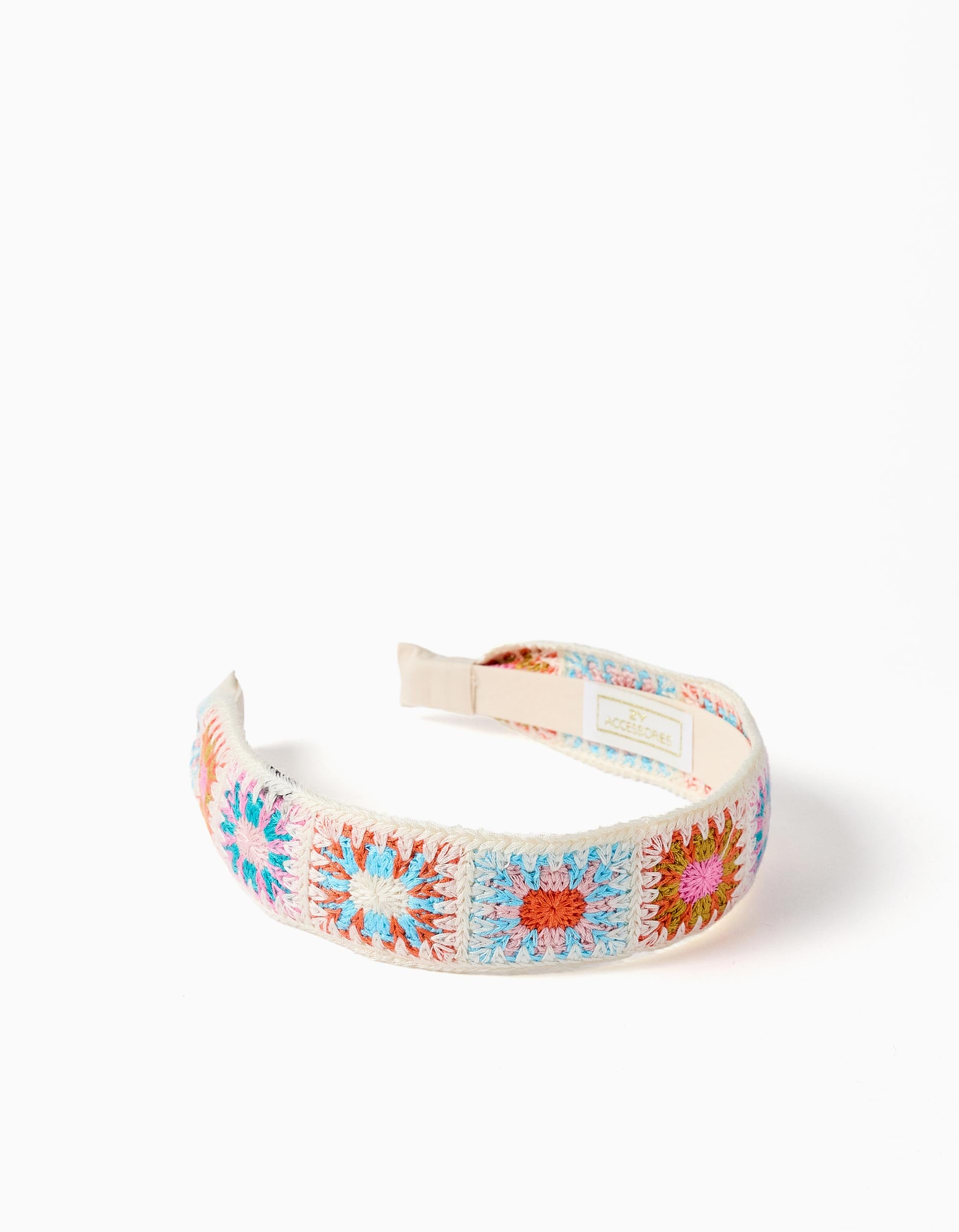 Serre-tête avec motif floral au crochet pour fille, multicolore