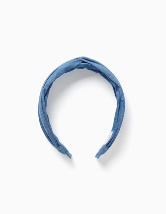 Bandolete de ganga com nó no topo para menina, azul