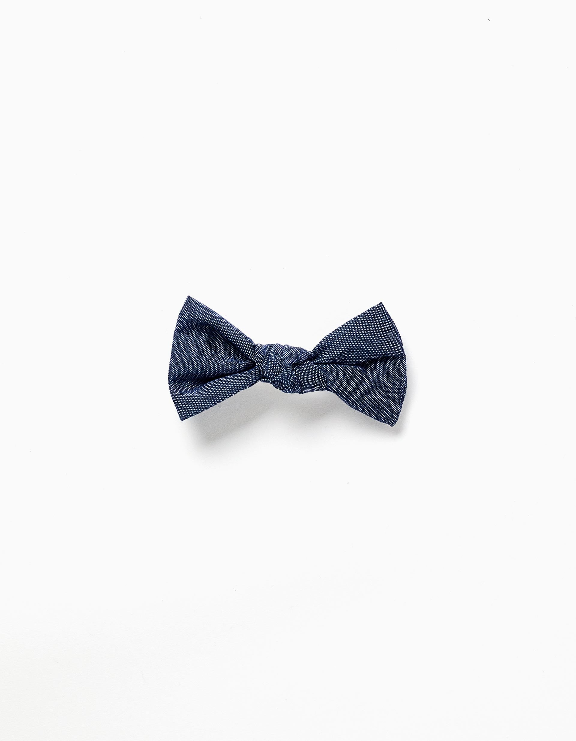 Hair slide with medium bow for girls, dark blue