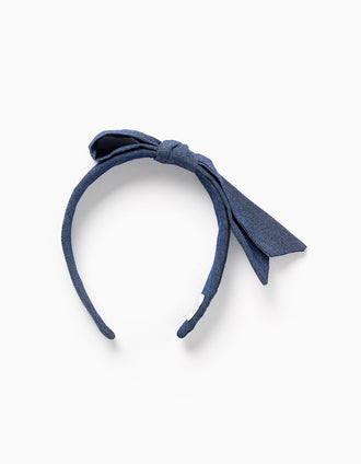 Bandolete com laço grande para menina, azul-escuro