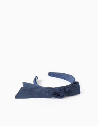 Bandolete com laço grande para menina, azul-escuro