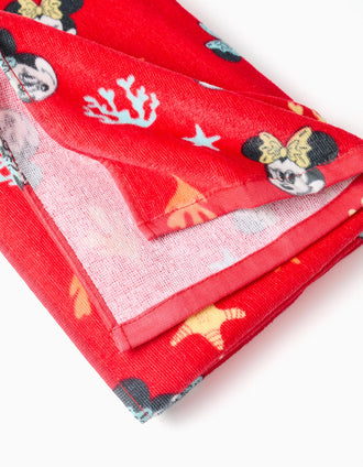 Serviette de plage en coton à motif Minnie pour bébé et fille, corail