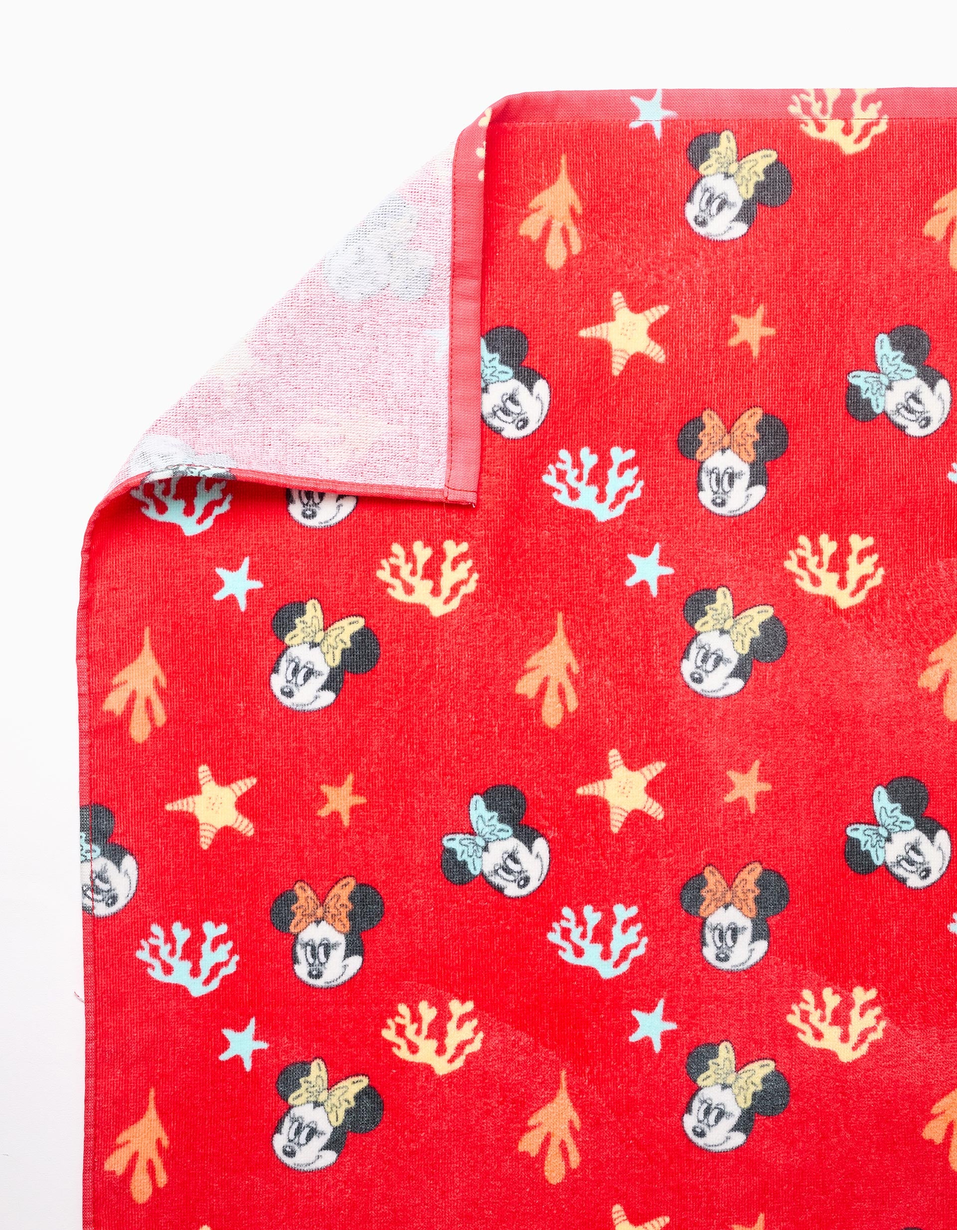 Toalla de playa de algodón con motivo Minnie para bebé y niña, coral