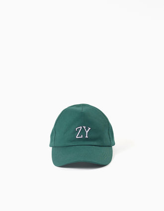 Boné de algodão com bordado ZY para bebé e menino, verde-escuro