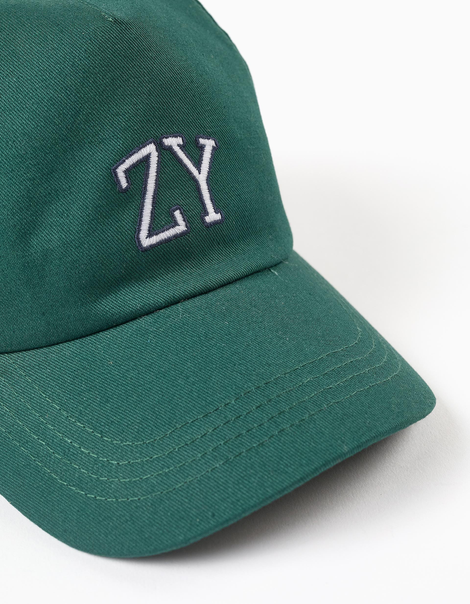 Boné de algodão com bordado ZY para bebé e menino, verde-escuro