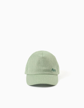 Boné em sarja de algodão com ondas bordadas para menino, verde