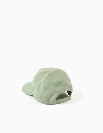 Boné em sarja de algodão com ondas bordadas para menino, verde