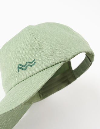 Boné em sarja de algodão com ondas bordadas para menino, verde