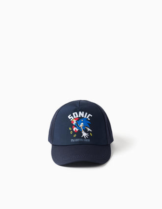 Casquette en sergé avec imprimé Sonic pour garçon, bleu foncé